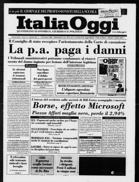 Italia oggi : quotidiano di economia finanza e politica